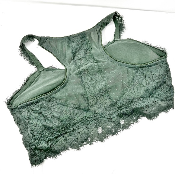 Aerie Lace Bralette Padded Racerback Green Sz XL - Picture 2 of 5